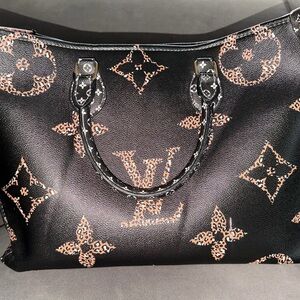 Black Tote with Brown Pattern